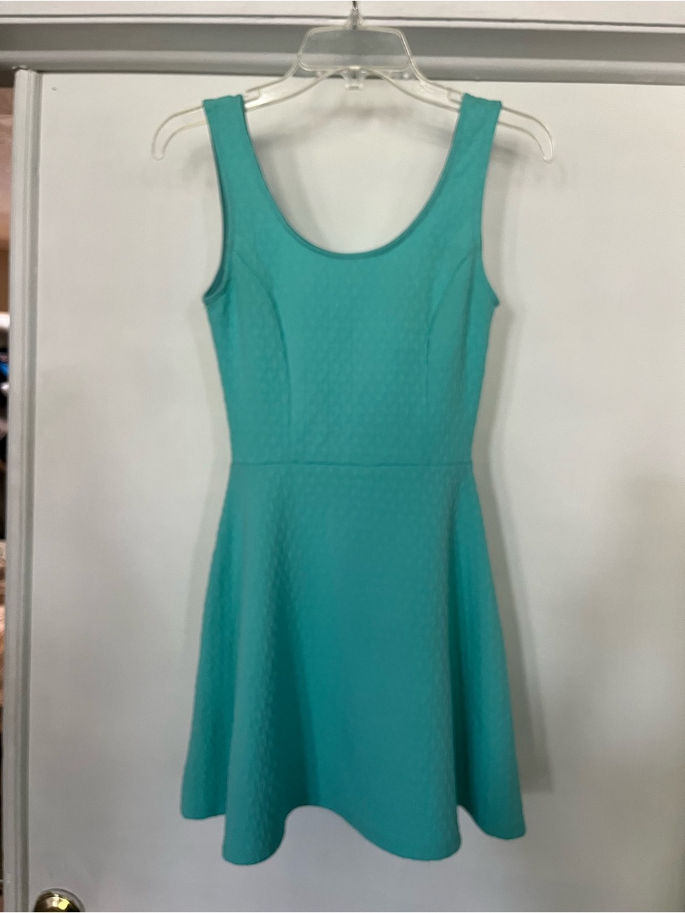 Aqua Teal Sleeveless Fit-and-Flare Dress